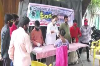 Distribution of homeopathic medicines for the prevention of corona at Himyatnagr in Hyderabad