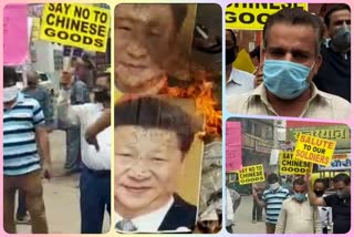 People protested against China in Tilak Nagar