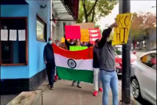 protest of indians against china in canada