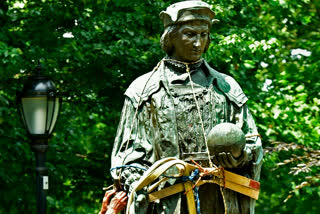 Christopher Columbus was removed on Wednesday from New Haven's Wooster Square.