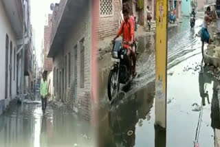 due to a slight rain many areas become ponds in Ghaziabad