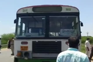 TSRTC BUS, Bike Accident at Nirmal