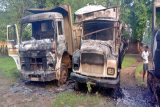 Naxals set ablaze 6 vehicles in sukma