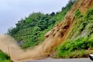Itanagar Eupia connecting road closed due to land slide tezpur assam etv bharat news
