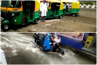 water filled in munirka lane after brief rain