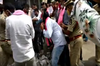 coal mine workers protest in hyderabad