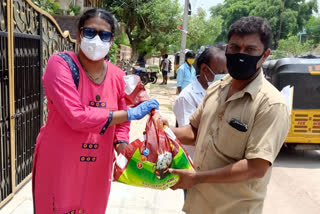 groceries distribution to van drivers at adikmet in hyderabad