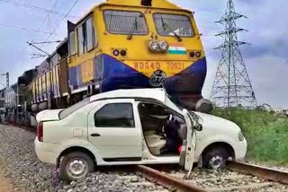 train engine hit car