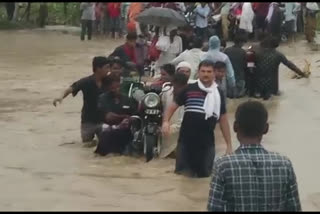 River-drain is on the rise due to heavy rains in Rajgarh