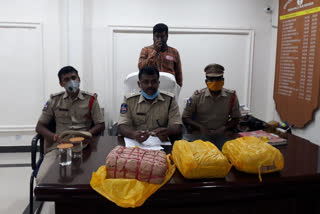 ganjai seized in peddaplly and two men arrested