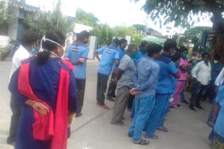 protest by sanitation workers at warangal mgm hospital