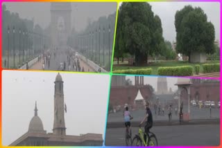 A lot of people were seen walking and exercising on Rajpath in pleasant weather