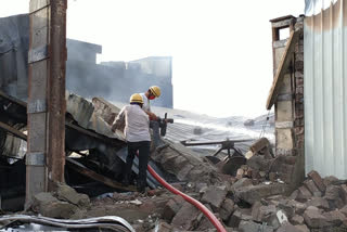 Fire In A Textile Factory of jeans pants