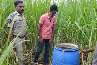 cheap liquor caught in sugarcane crop farmin visakha district