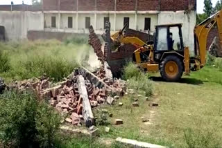 town country planning department of radaur demolishes illegal construction on khajuri road