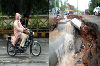 due to heavy rain roads are damaged at rajamahendravaram, east godavari district