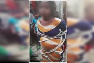 family beaten by pregnant woman in hazaribag, News of Hazaribag Bada Bazaar police station, Pregnant woman beaten in Hazaribag, हजारीबाग में गर्भवती महिला को पोल में बांधकर परिजनों ने पीटा, हजारीबाग बड़ा बाजार थाना की खबरें, हजारीबाग में गर्भवती महिला की पिटाई