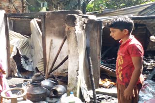 fire damaged a house in boudha