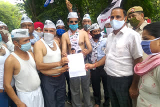 aap workers protest in yamunanagar