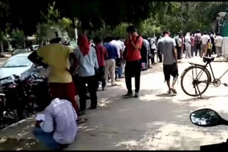 Queue of people outside the SDM office in dwarka