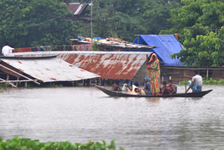 Guwahati  Assam flood  Flood waters  Barpeta flood  Brahmaputra river  ഗുവാഹത്തി  അസം പ്രളയം  അസം വെള്ളപ്പൊക്കം  ബാർപേട്ട  ബ്രഹ്മപുത്ര