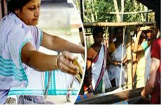 Weaving equipment distribution among weavers at kaliabar nagaon assam etv bharat news