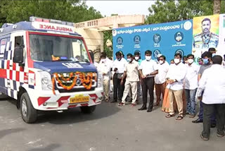 Deputy Chief Minister Anjad Basha who launched the new 104 and 108 vehicles in kadapa
