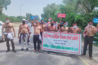 PTI teacher protest in bhiwani