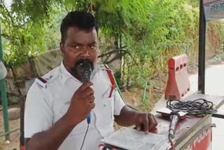 alanthoor traffic police sub-inspector manimaran given awareness through his own songs