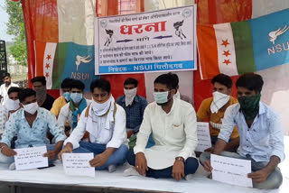 NSUI protest, promote students, चित्तौड़गढ़ न्यूज़