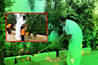 minister-mallareddy-cleaning-his-house-at-boinpalli