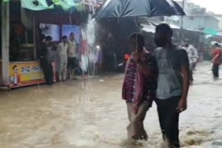 Water filled in the market due to rain