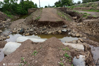 bridge between Dabhadi and Mhasla was carried away in the rain in jalna