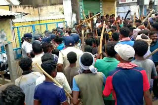 Tribals vandalize panchayat office demanding road repairs at durgapur