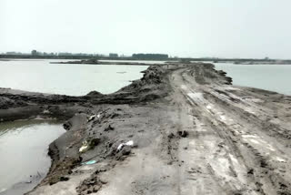 flood threat in yamuna river by illegal road in yamunanagar