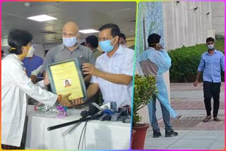 CM Kejriwal distributed Appreciation certificate to doctors at Rajiv Gandhi Hospital on Monday