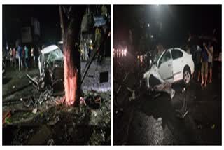 car hit on tree engineer died  in thane