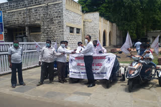 Specially abled protest for fulfillment of various demands at Vijayapur