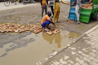 ETV Bharat impact: Road construction work of Prahladpur village starts in full swing