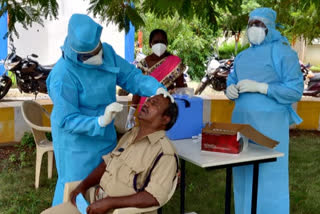 corona tests at guntu vidhyuth bhawan