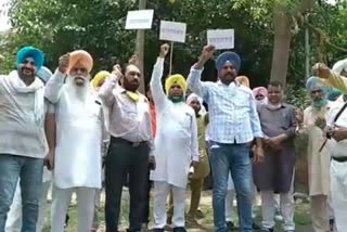 AAP protest against congress in bathinda