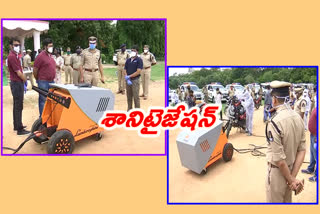 police-vehicle-sanitaizations-program-at-amberpet-police-garden-hyderabad