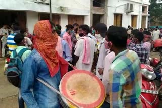 Shitalgram tribals protest at BDO office