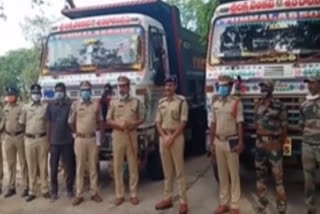 police seized sand illegal transport of sand in krishna dst