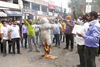 BJYM protest against killing of BJP Leader in Bandipora yesterday by militants