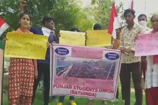 Students protest against government in bathinda