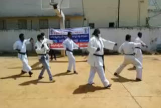 karate masters protest in nellore dst