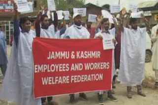 jk Employees Workers Welfare Federation Stages Protest