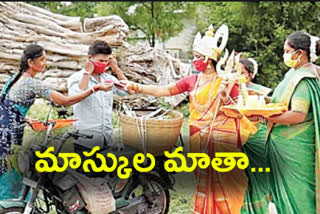 goddess distributing masks in villages IN TAMILANADU