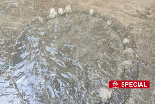 Sewer flowing dirty water in South Delhi Deoli